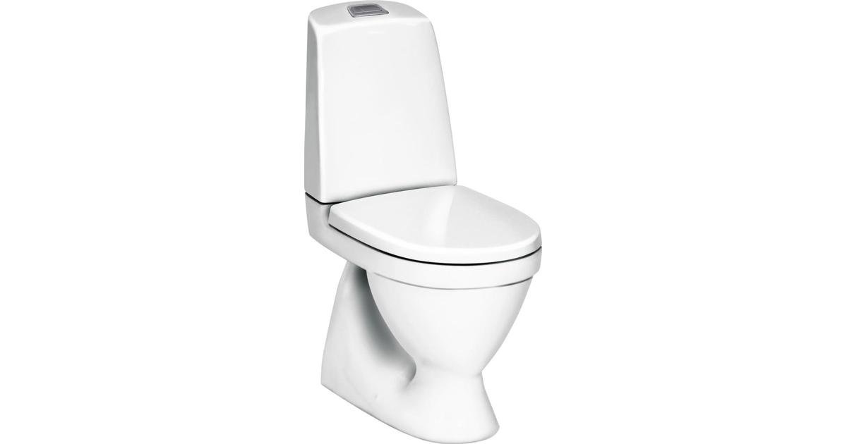 Hvid moderne toilet med skylleknap